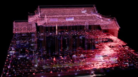 Rendering 3D animation, VISUAL EFFECTS Chinese Building Rock Wood House Model on Stock Footage 276350341