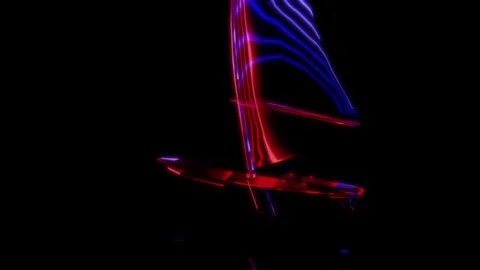 Rendering 3D animation, VISUAL EFFECTS Low Poly Wind Surf Model on a black Stock Footage 276350345