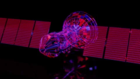 Rendering 3D animation, VISUAL EFFECTS Satellite Model on a black background Stock Footage 276351189