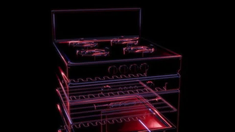 Rendering 3D animation, VISUAL EFFECTS Oven Model on a black background Stock Footage 276351574