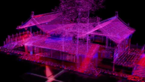Rendering 3D animation, VISUAL EFFECTS Chinese Building Rock Wood House Model on Stock Footage 276352070