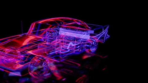 Rendering 3D animation, VISUAL EFFECTS car Model on a black background Stock Footage 276352890
