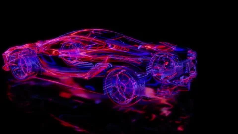 Rendering 3D animation, VISUAL EFFECTS car Model on a black background Stock Footage 276354307