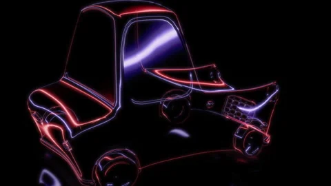Rendering 3D animation, VISUAL EFFECTS Stylized Car Model on a black background Video stock 276354958