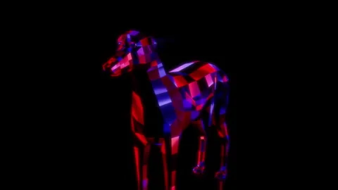 Rendering 3D animation, VISUAL EFFECTS Low Poly Greyhound Dog Model on a black Stock Footage 276355010