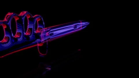 Rendering 3D animation, VISUAL EFFECTS Trench Knife Model on a black background Stock Footage 276355217