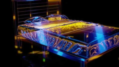 Rendering 3D animation, VISUAL EFFECTS Bed super single queen Model on a black Stock Footage 276494633
