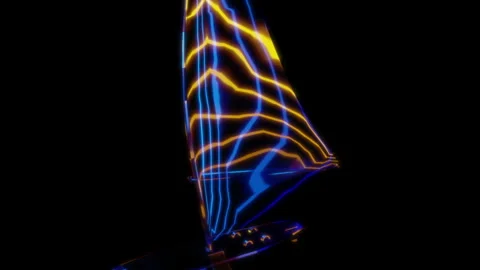 Rendering 3D animation, VISUAL EFFECTS Low Poly Wind Surf Model on a black Stock Footage 276496501