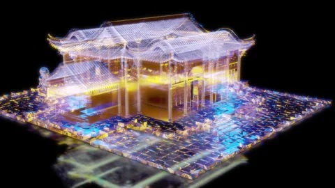 Rendering 3D animation, VISUAL EFFECTS Chinese Building Rock Wood House Model on Stock Footage 276496512