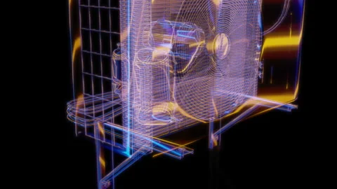 Rendering 3D animation, VISUAL EFFECTS Air conditioner Model on a black Stock Footage 276496776