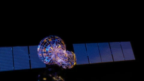 Rendering 3D animation, VISUAL EFFECTS Satellite Model on a black background Stock Footage 276497043