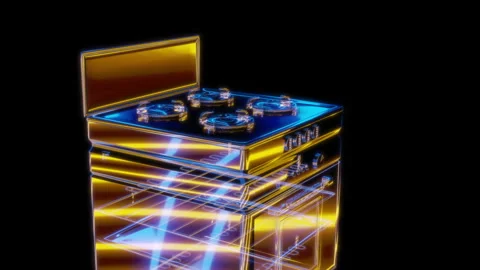 Rendering 3D animation, VISUAL EFFECTS Oven Model on a black background Stock Footage 276497275
