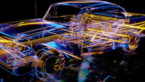 Rendering 3D animation, VISUAL EFFECTS car Model on a black background Stock Footage 276498225