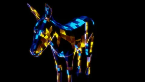 Rendering 3D animation, VISUAL EFFECTS Low Poly Donkey Model on a black Stock Footage 276498438