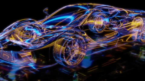 Rendering 3D animation, VISUAL EFFECTS car Model on a black background Stock Footage 276498709