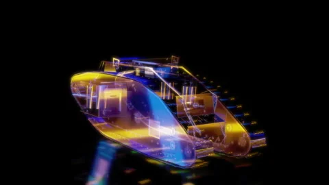Rendering 3D animation, VISUAL EFFECTS Tank Model on a black background Stock Footage 276498972