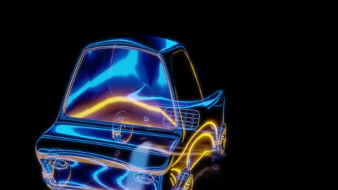 Rendering 3D animation, VISUAL EFFECTS Stylized Car Model on a black background Stock Footage 276499068