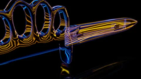 Rendering 3D animation, VISUAL EFFECTS Trench Knife Model on a black background Stock Footage 276499227