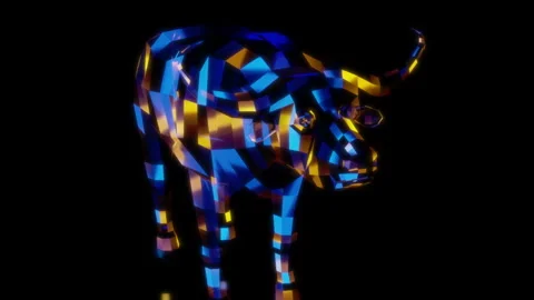 Rendering 3D animation, VISUAL EFFECTS Low Poly African Buffalo Model on a black Stock Footage 276499643