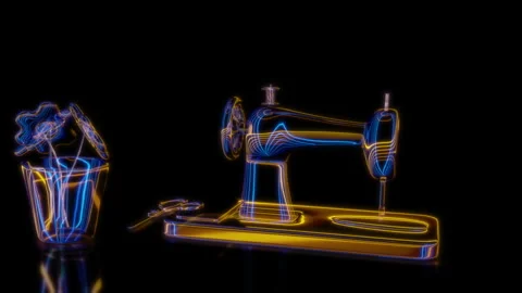 Rendering 3D animation, VISUAL EFFECTS Sewing machine Model on a black Stock Footage 277506837