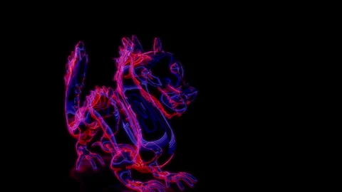Rendering 3D animation, VISUAL EFFECTS Fire chinese dragon Model on a black Stock Footage 277509245