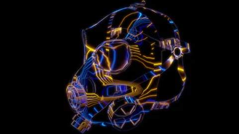Rendering 3D animation, VISUAL EFFECTS Gas Mask Model on a black background Stock Footage 277509976