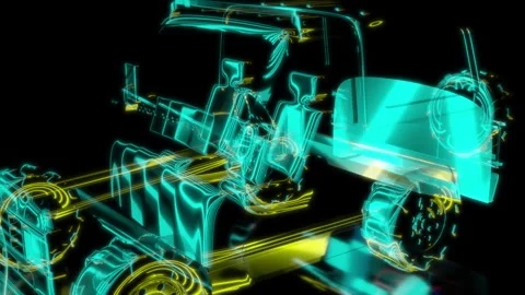 Rendering 3D animation, VISUAL EFFECTS car Model on a black background Stock Footage 277510978