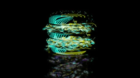 Rendering 3D animation, VISUAL EFFECTS Hamburguer double cheese Model on a black Stock Footage 277799030