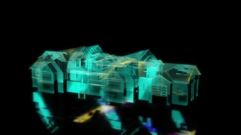 Rendering 3D animation, VISUAL EFFECTS Classic Style Exterior House Model on a Stock Footage 277799832