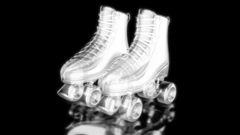 Rendering 3D animation, VISUAL EFFECTS Roller Skates Model on a black background Stock Footage 277800088