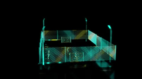Rendering 3D animation, VISUAL EFFECTS Street Football Court Model on a black Stock Footage 277800509