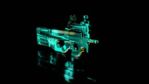 Rendering 3D animation, VISUAL EFFECTS Gun Model on a black background Stock Footage 277800579