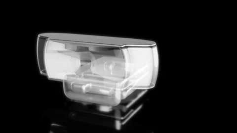 Rendering 3D animation, VISUAL EFFECTS Webcam Model on a black background Stock Footage 278101685