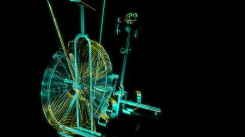 Rendering 3D animation, VISUAL EFFECTS Assault Air Bike Model on a black Stock Footage 278102865