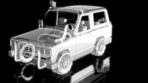 Rendering 3D animation, VISUAL EFFECTS car Model on a black background Stock Footage 278103871