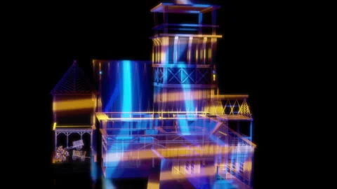 Rendering 3D animation, VISUAL EFFECTS Old Medieval House Model on a black Stock Footage 278104167