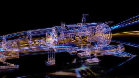 Rendering 3D animation, VISUAL EFFECTS Spaceship Model on a black background Stock Footage 278105404