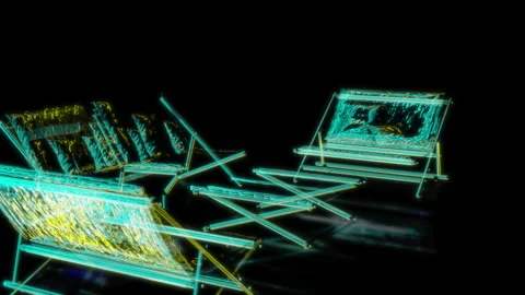 Rendering 3D animation, VISUAL EFFECTS Outdoor Sofa Set Model on a black Stock Footage 278105927