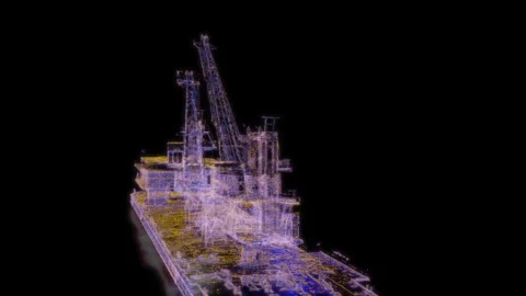 Rendering 3D animation, VISUAL EFFECTS Scan Old Ship Model on a black background Video stock 278106482