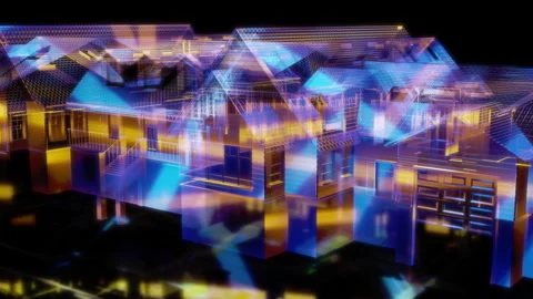 Rendering 3D animation, VISUAL EFFECTS Classic Style Exterior House Model on a Stock Footage 278107155