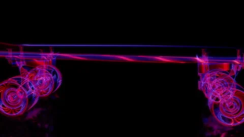 Rendering 3D animation, VISUAL EFFECTS Skateboard Mini Traxart Model on a black Stock Footage 278107468