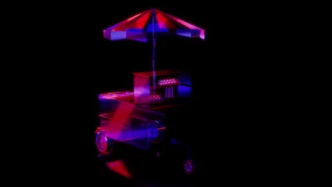 Rendering 3D animation, VISUAL EFFECTS Hot Dog Cart Model on a black background Stock Footage 278108959