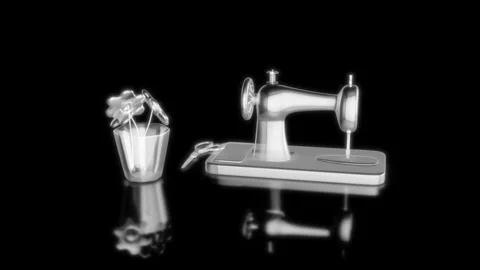 Rendering 3D animation, VISUAL EFFECTS Sewing machine Model on a black Stock Footage 279679104