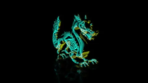 Rendering 3D animation, VISUAL EFFECTS Fire chinese dragon Model on a black Stock Footage 279897447