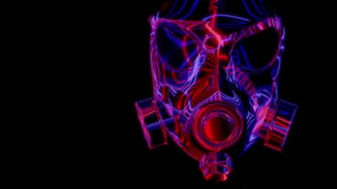 Rendering 3D animation, VISUAL EFFECTS Gas Mask Model on a black background Stock Footage 279965696