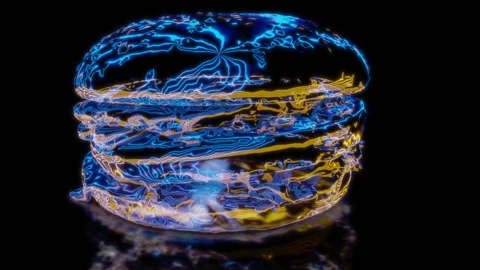 Rendering 3D animation, VISUAL EFFECTS Hamburger Model on a black background Stock Footage 279965834