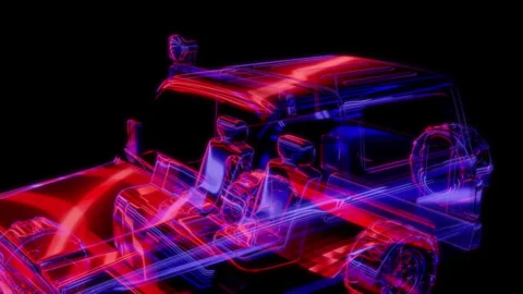 Rendering 3D animation, VISUAL EFFECTS car Model on a black background Stock Footage 279966138