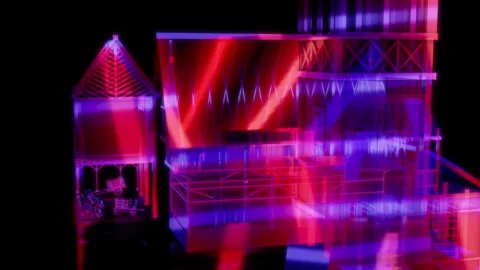 Rendering 3D animation, VISUAL EFFECTS Old Medieval House Model on a black Stock Footage 280031420