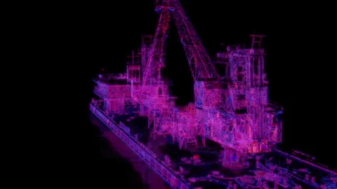 Rendering 3D animation, VISUAL EFFECTS Scan Old Ship Model on a black background Stock Footage 280109032