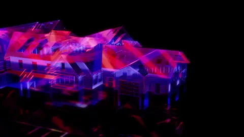 Rendering 3D animation, VISUAL EFFECTS Classic Style Exterior House Model on a Video stock 280176926